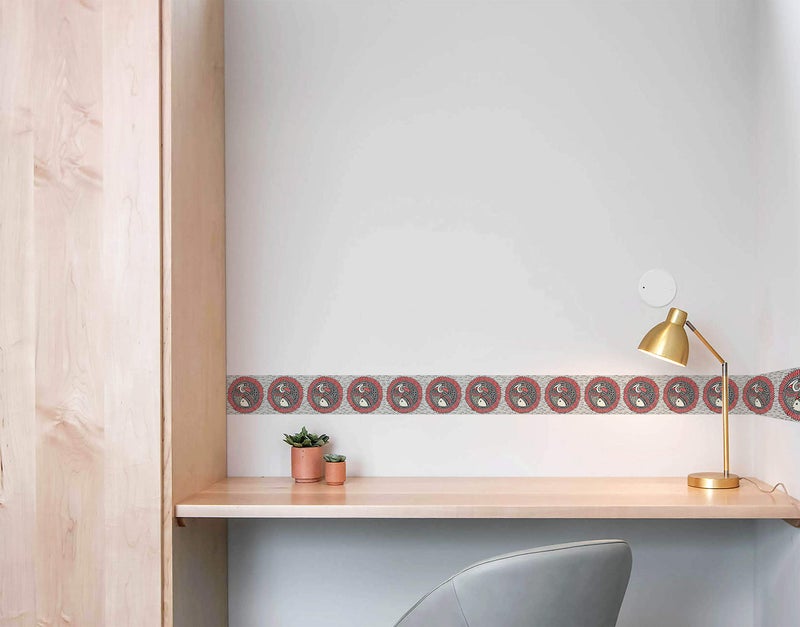 WallDesign Wall Border Sticker - Artistic Fish Grey Ethnic - 3 inch by 10 ft - for Bathroom, Kitchen, Door, Floor Decoration - Glossy Laminated Waterproof PVC Roll - Image 4