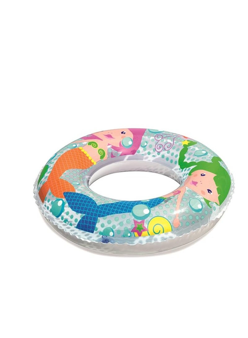 بست واي حلقة سباحة قابلة للنفخ بطبعة حورية البحر - عوامة سباحة ممتعة وملونة للأطفال، مثالية للعب في الماء والسباحة - Image 3