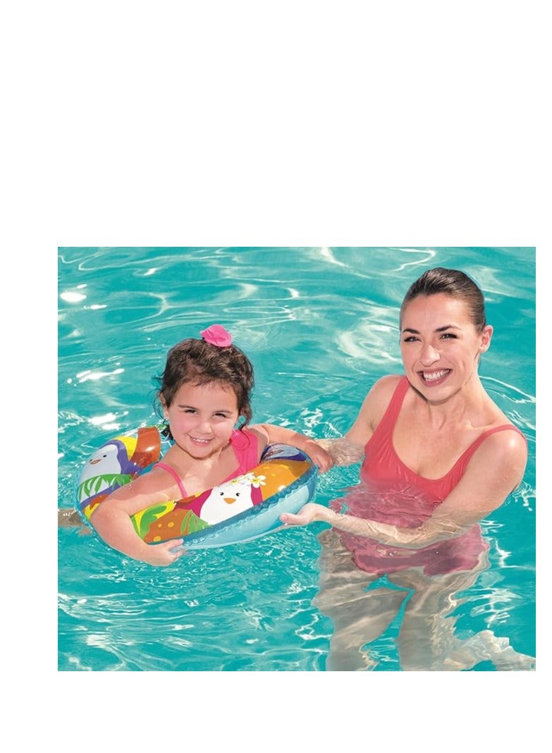 بست واي حلقة سباحة قابلة للنفخ بطبعة حورية البحر - عوامة سباحة ممتعة وملونة للأطفال، مثالية للعب في الماء والسباحة - Image 2