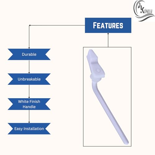 KINIK Plastic Toilet Flush Tank Lever Handle | Flat Lever Style with White Finish | Durable Flush Handle for Cistern Tank Replacement - Image 4