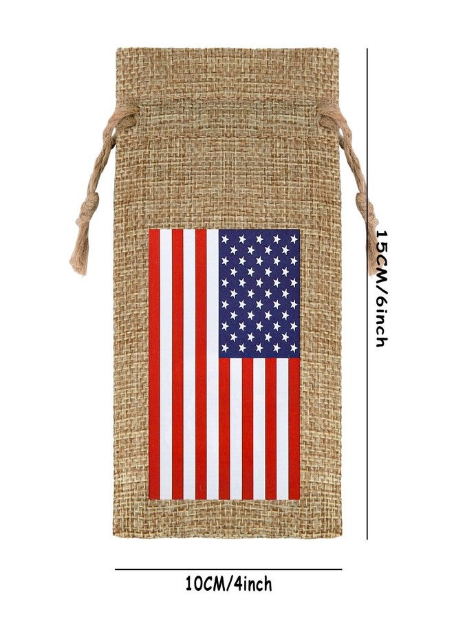 Whaline 20Pcs 4th of July Drawstring Gift Bags Patriotic American Flag Treat Goodie Bags Rustic Party Favor Pouch Bag for Independence Day Memorial Day Veterans Day Labor Day DIY Crafts Decor, 4 x 6 - Image 2