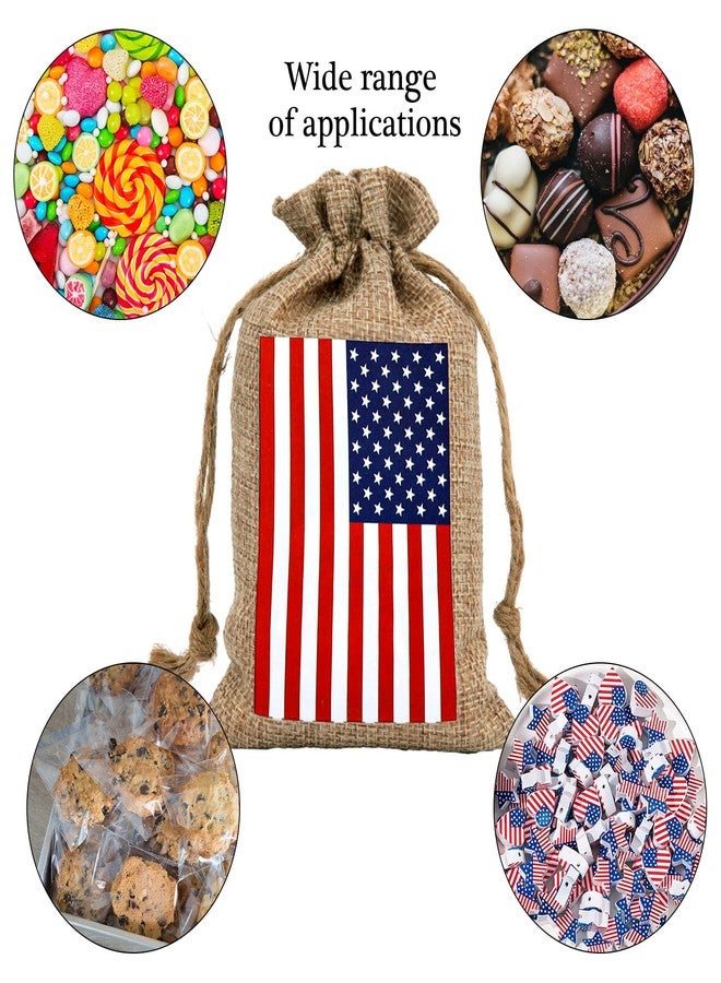 Whaline 20Pcs 4th of July Drawstring Gift Bags Patriotic American Flag Treat Goodie Bags Rustic Party Favor Pouch Bag for Independence Day Memorial Day Veterans Day Labor Day DIY Crafts Decor, 4 x 6 - Image 4