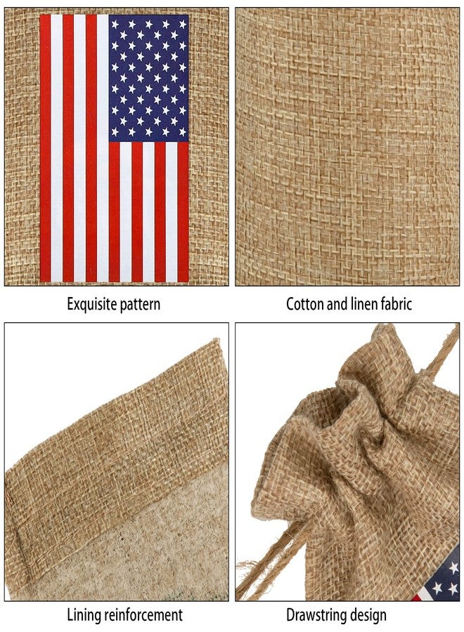 Whaline 20Pcs 4th of July Drawstring Gift Bags Patriotic American Flag Treat Goodie Bags Rustic Party Favor Pouch Bag for Independence Day Memorial Day Veterans Day Labor Day DIY Crafts Decor, 4 x 6 - Image 3