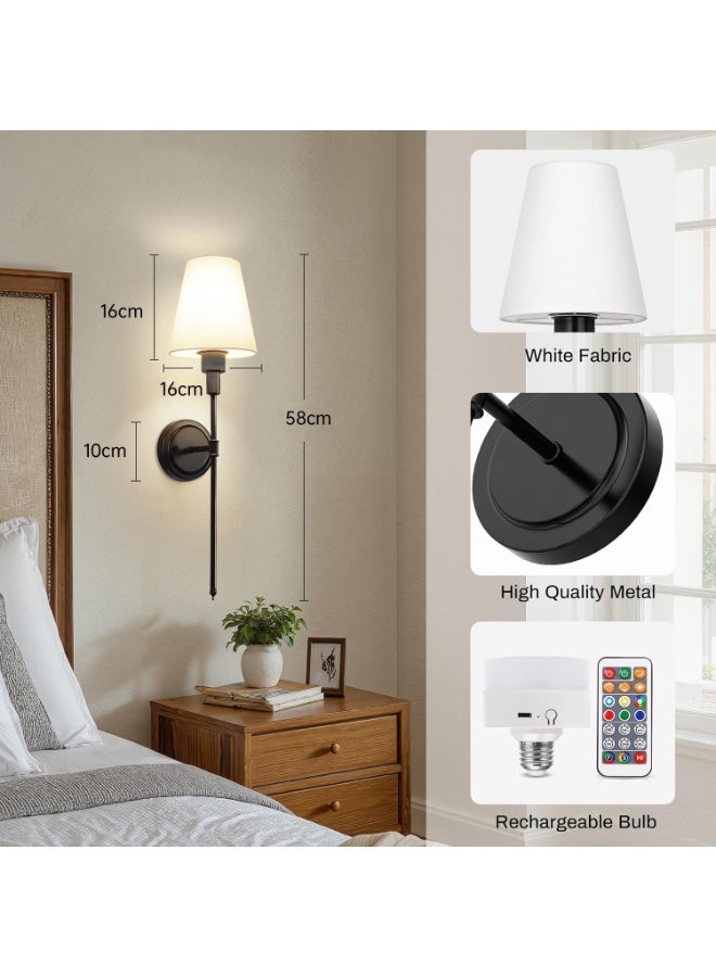 XiuWoo 2 Pcs Wall Lights, Rechargeable Wall Sconce Lamp with 3 Color for Bedroom, Living Room & Hallway - Image 2
