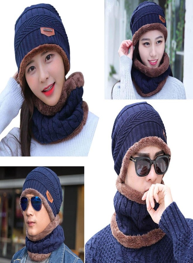 HindaWi Black Slouchy Beanie Scarf Gloves Set For Women Warm Skull Cap Scarves Touch Screen Mittens - Image 2