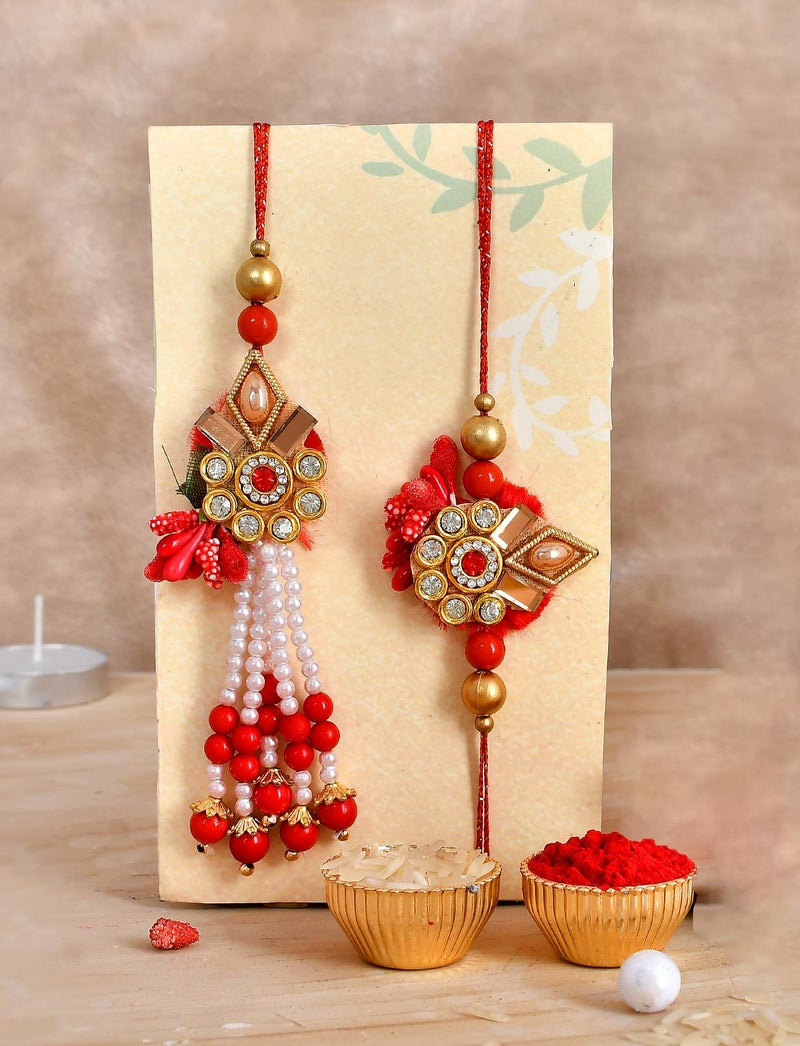CraftVatika Gift Combo Rakhi Set for Brother Bhaiya and Bhabhi | Rakhi Gift Set for Bhaiya with Ganesha Idol | Premium Kundan Lumba for Bhai - Image 4