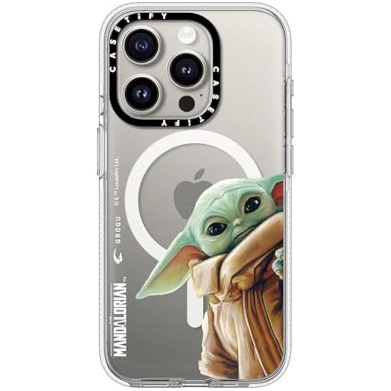 كاستيفي CASETiFY Clear iPhone 15 Pro Case 【Mandalorian Co-Lab/Not Yellowing / 6.6ft Drop Protection/Compatible with Magsafe】 - Grogu - Clear - Image 1