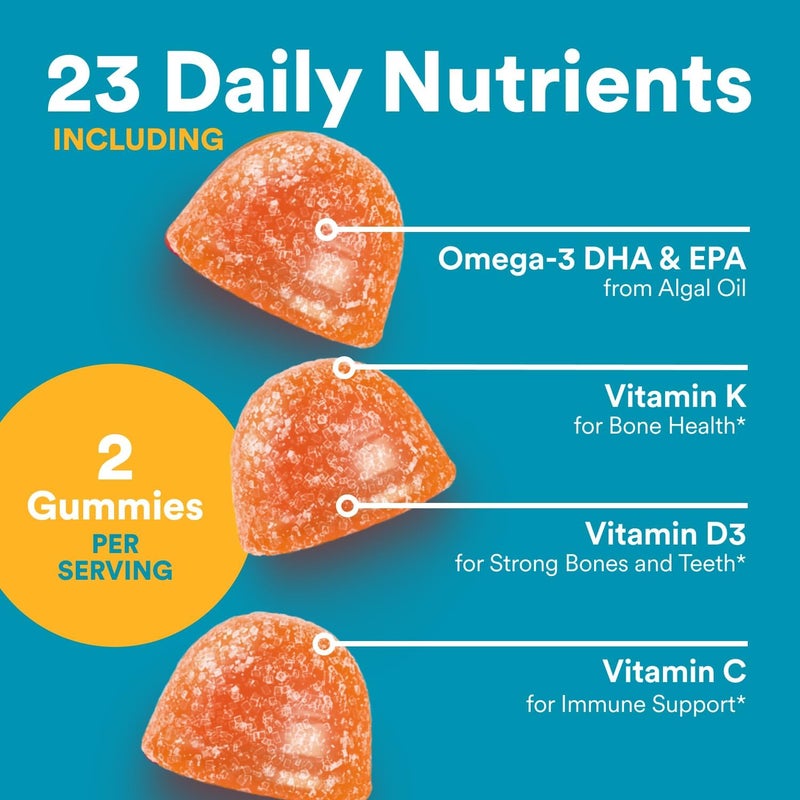 SmartyPants Teen Guy Multivitamin Gummies  Improved Formula Omega 3 DHAEPA Vitamin D3 C Vitamin B12 B6 A K  Zinc Folate Gluten Free Fruit Flavor 60 Count 30 Day Supply - Image 4