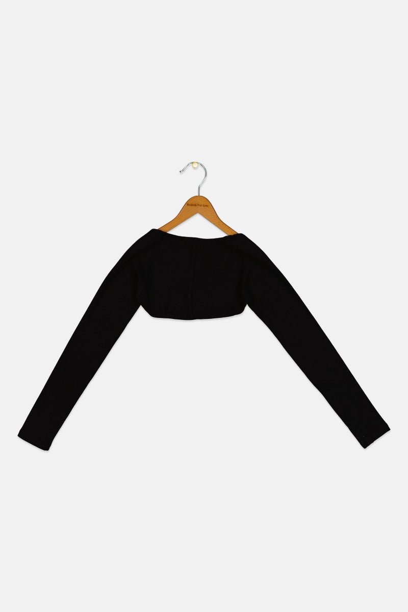 Bershka كارديجان طويل الأكمام للفتيات، أسود - Image 2