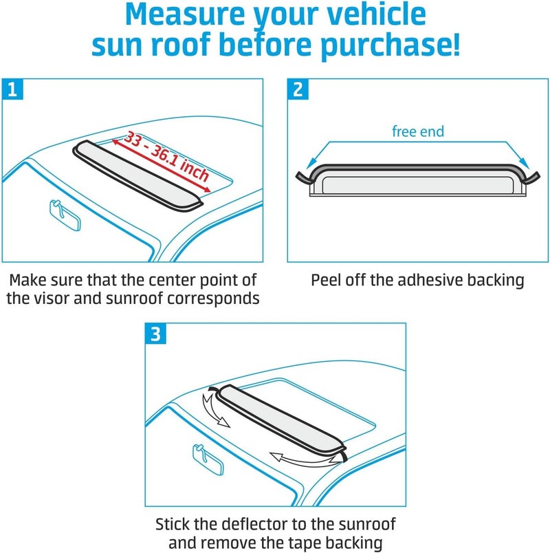 CLIM ART Universal Sunroof Moonroof Wind Deflector 37.8" - Low Profile Roof Visor Shade Guard - Image 2