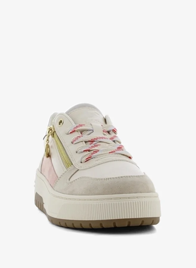 اس جي Women's Colourblock Lace-Up Sneakers with Zip Detail