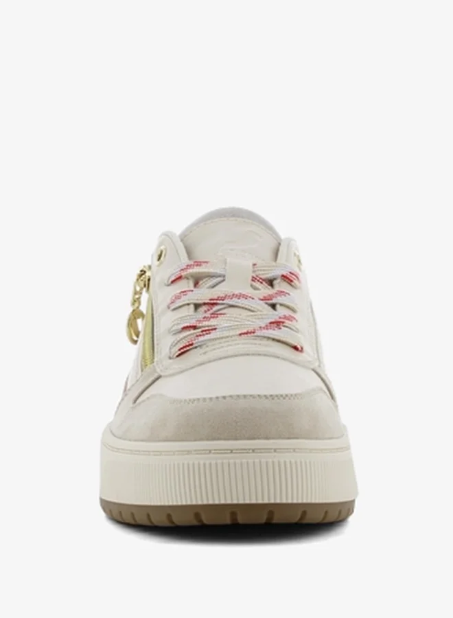اس جي Women's Colourblock Lace-Up Sneakers with Zip Detail