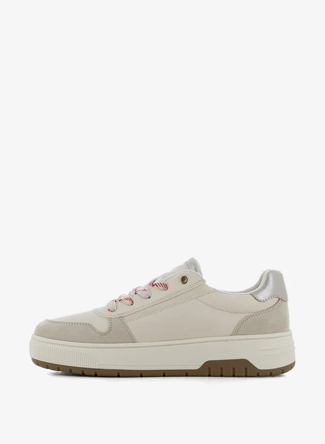 اس جي Women's Colourblock Lace-Up Sneakers with Zip Detail
