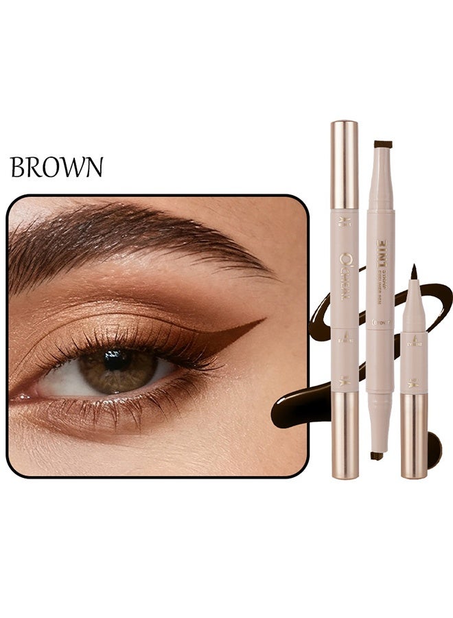 OCHEAL 3 IN 1 Stamp Eyeliner Pen, Eye Stamp & Liner Pen, Waterproof Liquid Eyeliner Pencil Cat Eye Smudge-Proof Long-Lasting（Brown） - Image 2