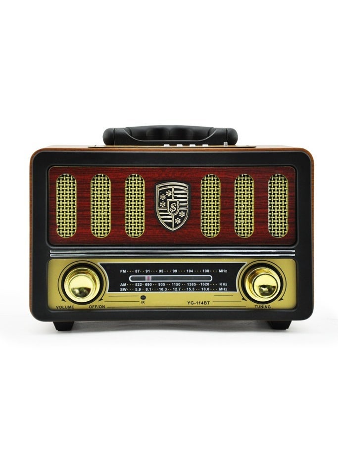 Denx Rechargeable Hi-Fi Radio With Remote Control, Large Capacity Battery, Portable, Retro Style Fm Radio, Support Bluetooth, Sd Card Slot, Usb And Aux Port  - Image 3
