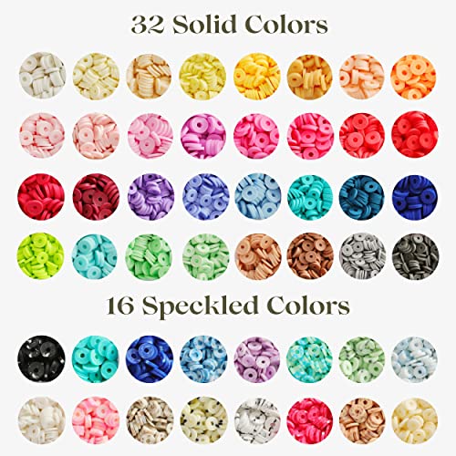 Piccassio Clay Beads Bracelet Making Kit – 10,500+ Heishi Beads in 48 Colors DIY Jewelry Kit with Charms, Letters, Shells & Tools Perfect for Girls, Teens & Creative Adults - Image 3