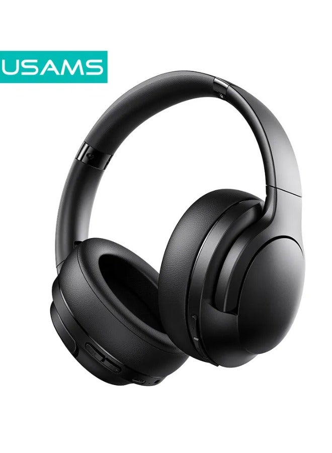 Usams Bluetooth 5.3 Wireless Over-Ear Headphones with Mic – Active Noise Cancelling, 40 Hours Battery, EQ 3 Sound Modes, Foldable Design, HiFi Stereo Sound, USB-C Fast Charging, Comfortable Headband, Compatible with iPhone, Samsung, Android, Laptop, PC - Image 1