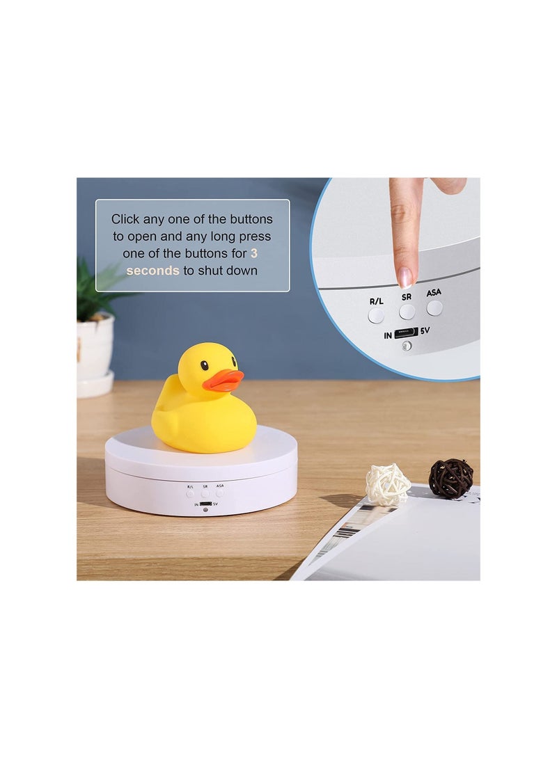 SYOSI Rotating Display Stand, 360° Motorized Photography Turntable with 1 PVC Background, for Photography Products Display, Jewelry, Watch, 3D Models Panoramic Display, Max Load 6.6Lb USB Video Show (White) - Image 3