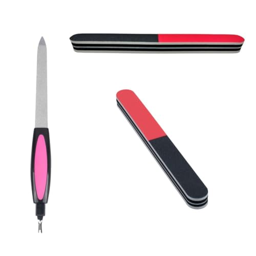FOLELLO Nail Grooming Kit with 2 Double Sided Nail Filer & 1 Stainless Steel Nail File Tool for Women and Men | Professional Manicure Set (Pack of 3) - Image 1