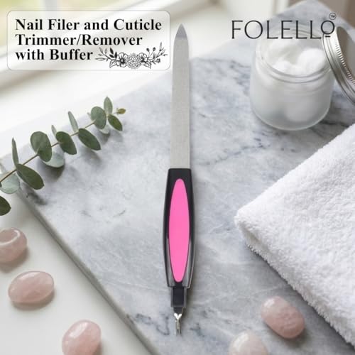 FOLELLO Nail Grooming Kit with 2 Double Sided Nail Filer & 1 Stainless Steel Nail File Tool for Women and Men | Professional Manicure Set (Pack of 3) - Image 2