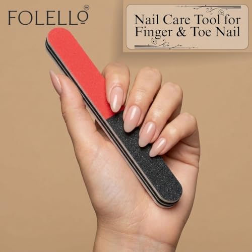FOLELLO Nail Grooming Kit with 2 Double Sided Nail Filer & 1 Stainless Steel Nail File Tool for Women and Men | Professional Manicure Set (Pack of 3) - Image 3