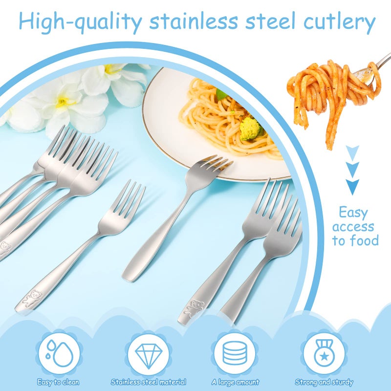 Pimoys 9 Pieces Toddler Forks Kids Forks  Kids Silverware Stainless Steel Childrens Safe Flatware Metal Baby Utensils Set Small Forks For Self Feeding  Dishwasher Safe - Image 3