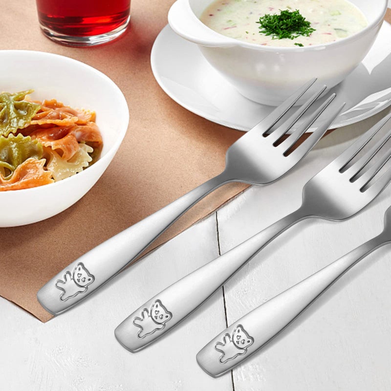 Pimoys 9 Pieces Toddler Forks Kids Forks  Kids Silverware Stainless Steel Childrens Safe Flatware Metal Baby Utensils Set Small Forks For Self Feeding  Dishwasher Safe - Image 4