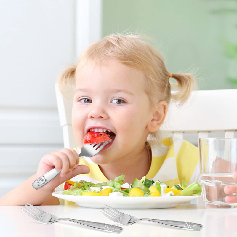 Pimoys 9 Pieces Toddler Forks Kids Forks  Kids Silverware Stainless Steel Childrens Safe Flatware Metal Baby Utensils Set Small Forks For Self Feeding  Dishwasher Safe - Image 5