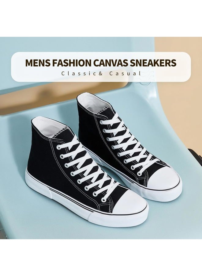 hash bubbie High Top Sneakers for Women Classic High Tops Canvas Shoes Lace up Women's Fashion Sneaker, Black, 8 Women/6 Men - Image 4