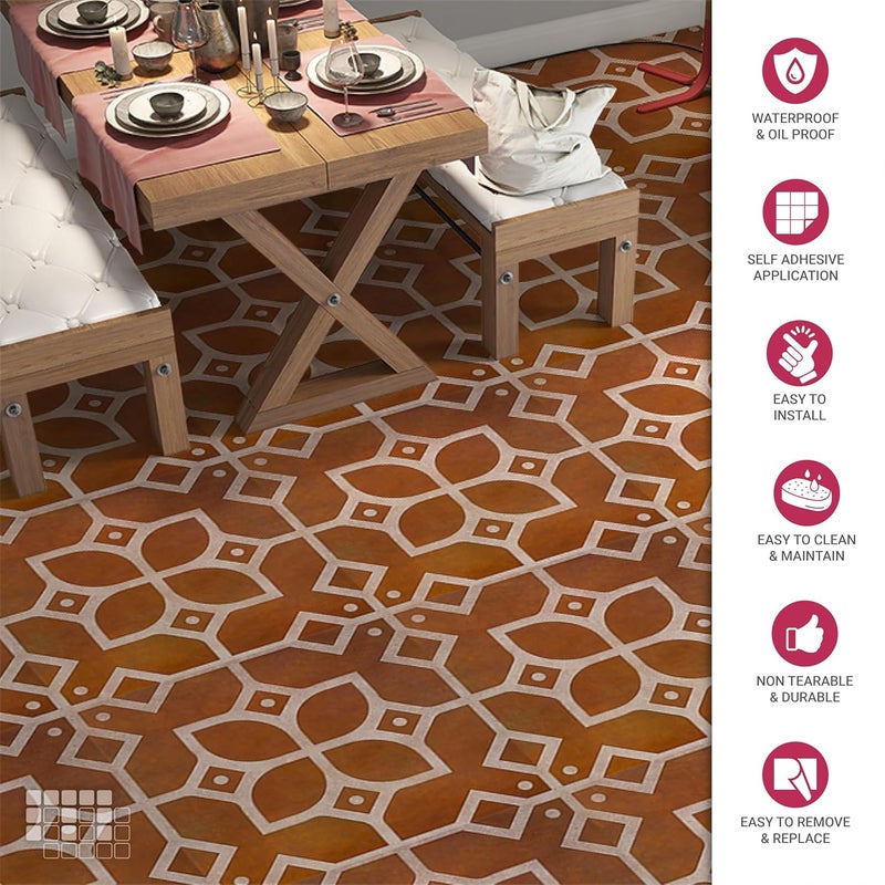 MOSAICOWALL Mosaicowall DIY Peel and Stick Self Adhesive Floor Tiles for Kitchen Living Room Matte Flooring Tile FST0056 X 6 Inches Pack of 24  - Image 2