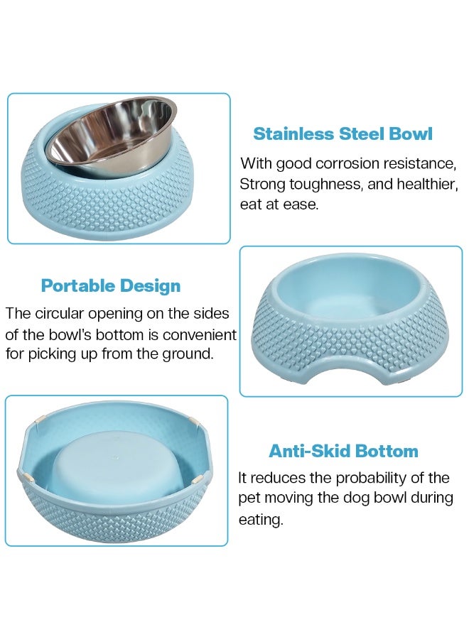 أن ان سي بيتس وعاء طعام للحيوانات الأليفة للقطط والكلاب الصغيرة، محطة تغذية وسقاية من الفولاذ المقاوم للصدأ مع مادة البولي بروبيلين المتينة، تصميم محمول، وقاعدة غير قابلة للانزلاق، سهل التنظيف، 19 سم (أزرق) - Image 3