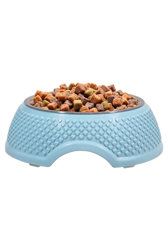أن ان سي بيتس وعاء طعام للحيوانات الأليفة للقطط والكلاب الصغيرة، محطة تغذية وسقاية من الفولاذ المقاوم للصدأ مع مادة البولي بروبيلين المتينة، تصميم محمول، وقاعدة غير قابلة للانزلاق، سهل التنظيف، 19 سم (أزرق) - Image 1