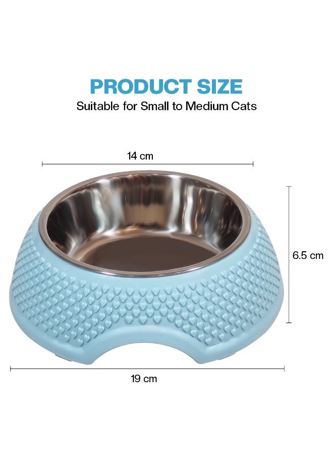 أن ان سي بيتس وعاء طعام للحيوانات الأليفة للقطط والكلاب الصغيرة، محطة تغذية وسقاية من الفولاذ المقاوم للصدأ مع مادة البولي بروبيلين المتينة، تصميم محمول، وقاعدة غير قابلة للانزلاق، سهل التنظيف، 19 سم (أزرق) - Image 2