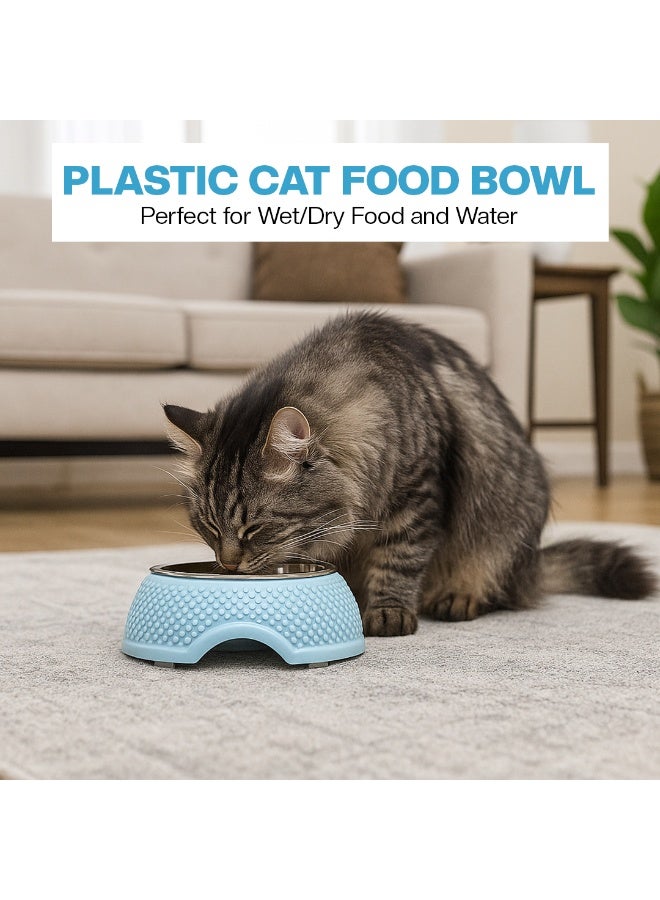 أن ان سي بيتس وعاء طعام للحيوانات الأليفة للقطط والكلاب الصغيرة، محطة تغذية وسقاية من الفولاذ المقاوم للصدأ مع مادة البولي بروبيلين المتينة، تصميم محمول، وقاعدة غير قابلة للانزلاق، سهل التنظيف، 19 سم (أزرق) - Image 5