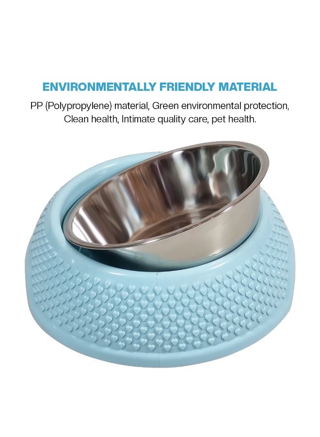 أن ان سي بيتس وعاء طعام للحيوانات الأليفة للقطط والكلاب الصغيرة، محطة تغذية وسقاية من الفولاذ المقاوم للصدأ مع مادة البولي بروبيلين المتينة، تصميم محمول، وقاعدة غير قابلة للانزلاق، سهل التنظيف، 19 سم (أزرق) - Image 4