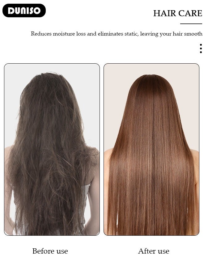 DUNISO فرشاة فرد الشعر، 2 في 1 مكواة فرد الشعر للنساء، مشط كهربائي محمول لفرد الشعر مع أيونات سلبية، مشط فرد الشعر لإزالة الكهرباء الساكنة لشحن Type-c، فرشاة فرد صغيرة للسفر، المنزل، الأعمال - Image 3