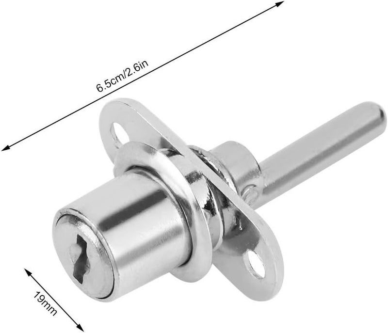 klarako File Cabinet Lock, 2Pcs Furniture Drawer Desk Wardrobe File Cabinet Lock, with Keys Office Security Drawers Security DIY Furniture Hardware(19Mm Silver Single Lock) - Image 3