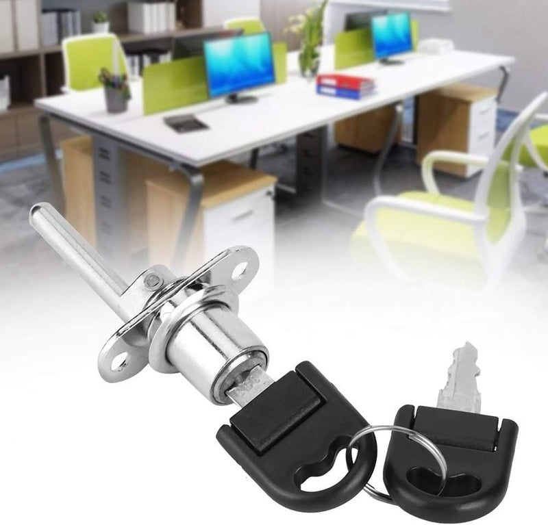 klarako File Cabinet Lock, 2Pcs Furniture Drawer Desk Wardrobe File Cabinet Lock, with Keys Office Security Drawers Security DIY Furniture Hardware(19Mm Silver Single Lock) - Image 2