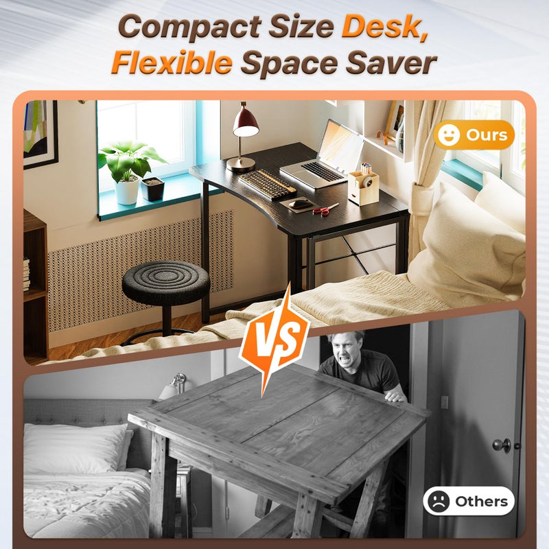 Huuger Folding Desk for Small Spaces, 31.5 Inch Foldable Computer Table, for Home Office, Study, Bedroom, Dorm, Space Saving, Small Writing Work Office Computer Desk, Easy to Fold, Black - Image 2