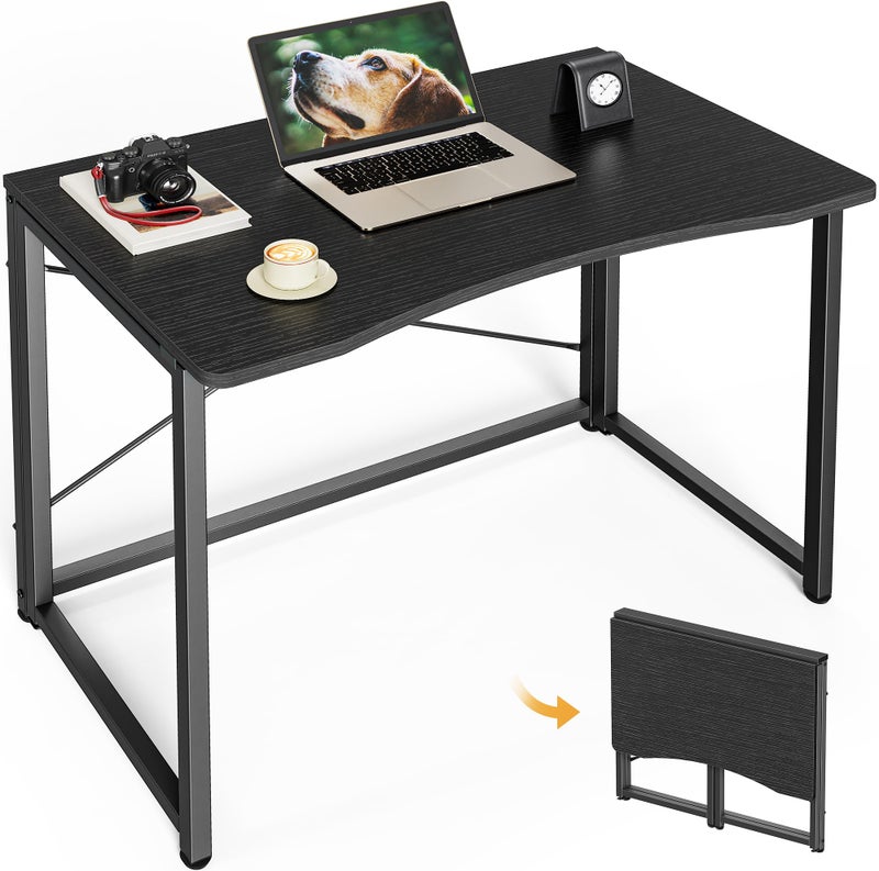 Huuger Folding Desk for Small Spaces, 31.5 Inch Foldable Computer Table, for Home Office, Study, Bedroom, Dorm, Space Saving, Small Writing Work Office Computer Desk, Easy to Fold, Black - Image 1