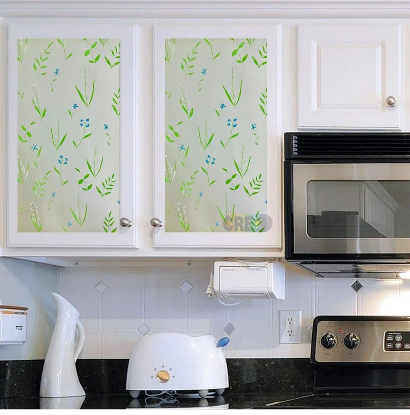 COSMOS STAR™ Window Film, Decorative Window Privacy Film Stained Glass Window Sticker,Anti-UV Sun Blocker Heat Control for Home (16 X 55 inches, Grass Leaf) - Image 2