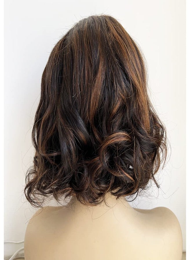 ten chopsticks 1B/30 Ombre Short Bob Wavy Human Hair Lace Front Wigs HD Invisible 13X6 Lace Frontal Human Hair Wigs Pre Plucked Bleached Knots Glueless Short Body Wave Wigs For Black Woman 8Inch - Image 3