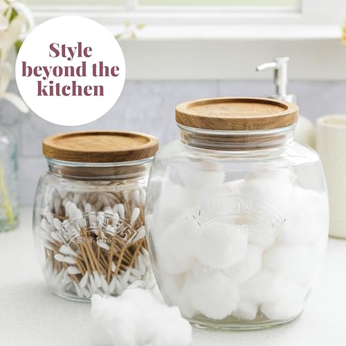 Kilner Premium 2L Universal Airtight Glass Jar with Push Top Wooden Lid for Dry Food Like Grains, Pulses, Spices, And Cereals | Transparent, BPA Free, Reusable Kitchen Storage Container - Image 3