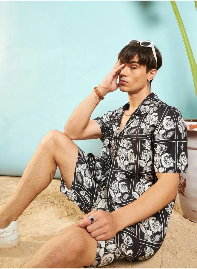 ماسكلن ساسافراس Floral Print Relaxed Fit Shirt by Styli