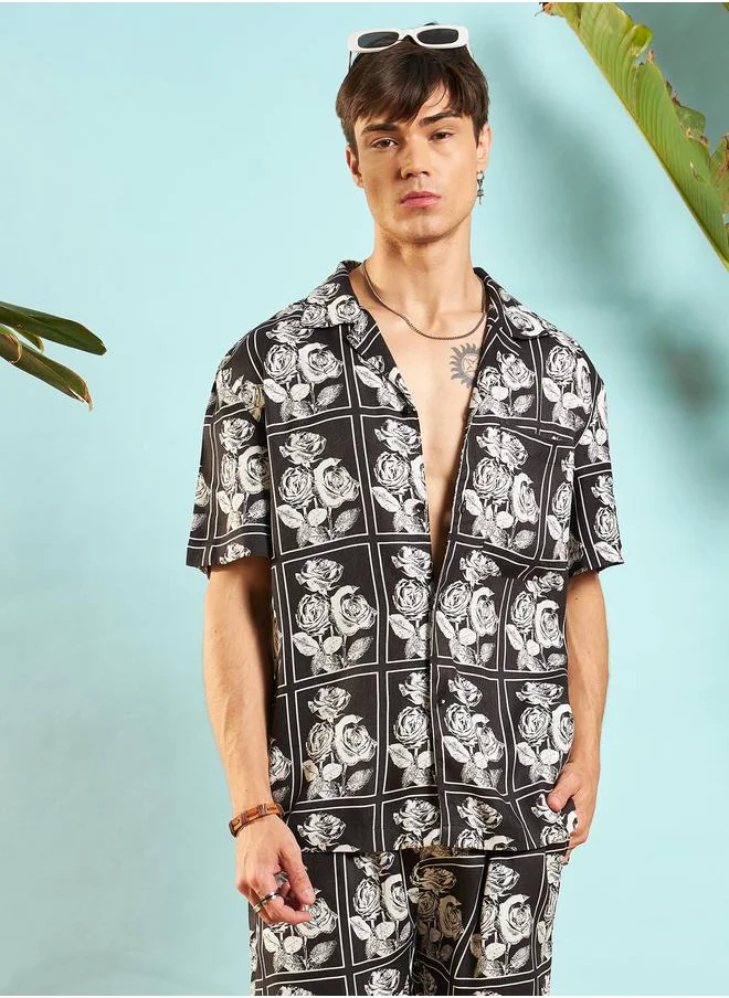 ماسكلن ساسافراس Floral Print Relaxed Fit Shirt