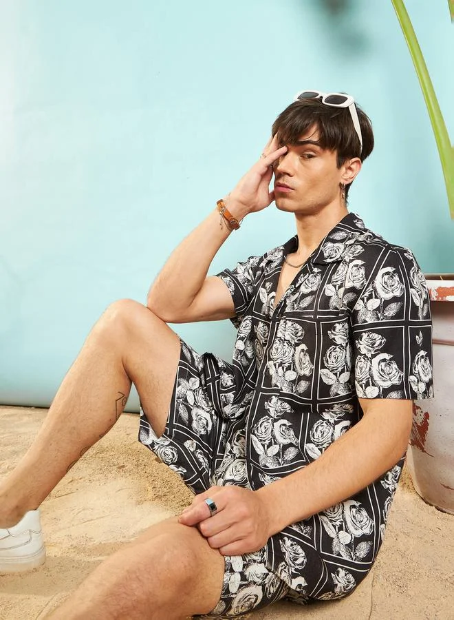 Mascln Sassafras Mascln Sassafras Floral Print Relaxed Fit Shirt