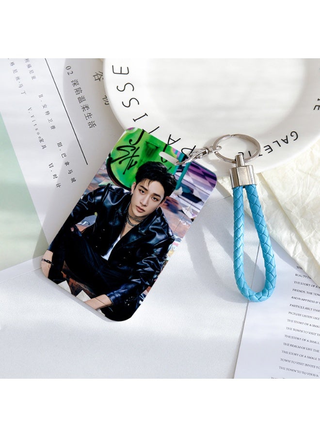 NIBEMINENT 1 - Piece STRAYKIDS Kpop Photo Card Holder Pendant Key Chain ID Badge Holder ID Card Holder Photo Card Protector for School ID Office ID Access Card for Women Girls
