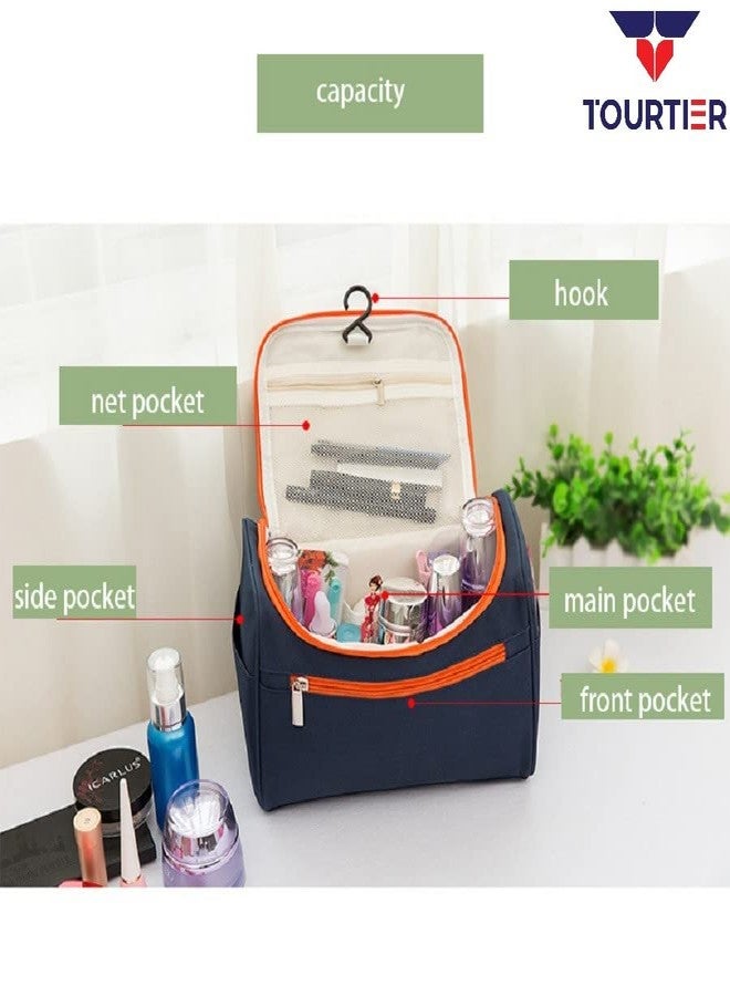 TOURTIER Travel Cosmetic Bag, Multifunction Makeup Case Pouch Organizer for Bathroom Toiletry Storage Wash Bags (Blue) - Image 3