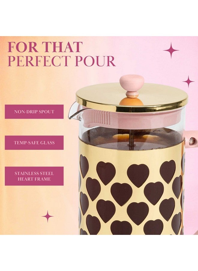 Paris Hilton French Press Coffee Maker With Heart Shaped Measuring Scoop, 2-Piece Set, 8-Cup or 34-Ounce, Pink - Image 5