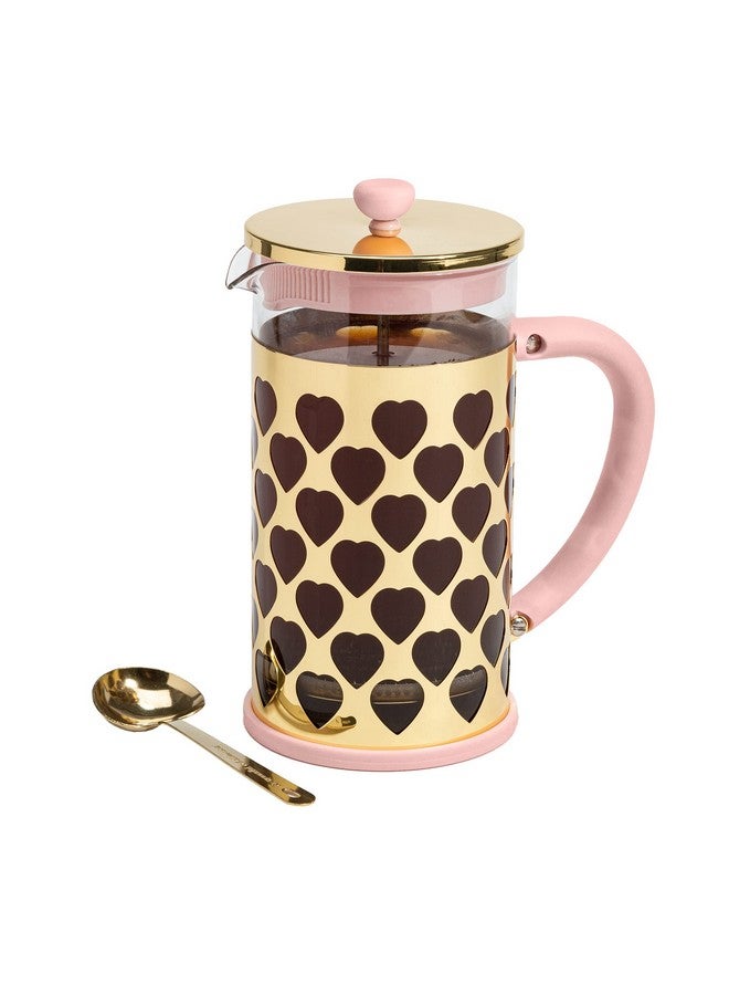 Paris Hilton French Press Coffee Maker With Heart Shaped Measuring Scoop, 2-Piece Set, 8-Cup or 34-Ounce, Pink - Image 1